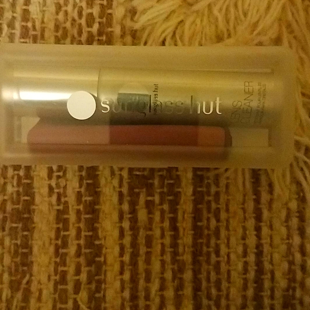 Sunglass hut lens cleaner, purple cloth and case